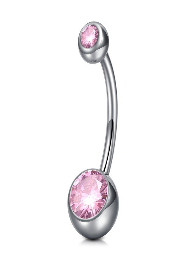 AVYRING G23 Pink Titanium Belly Button Rings 14G Internally Threaded Long Belly Piercing 1/2" 12mm - Image 1